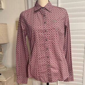 Cinch women’s dark pink and gray Geometric Button-Down Shirt